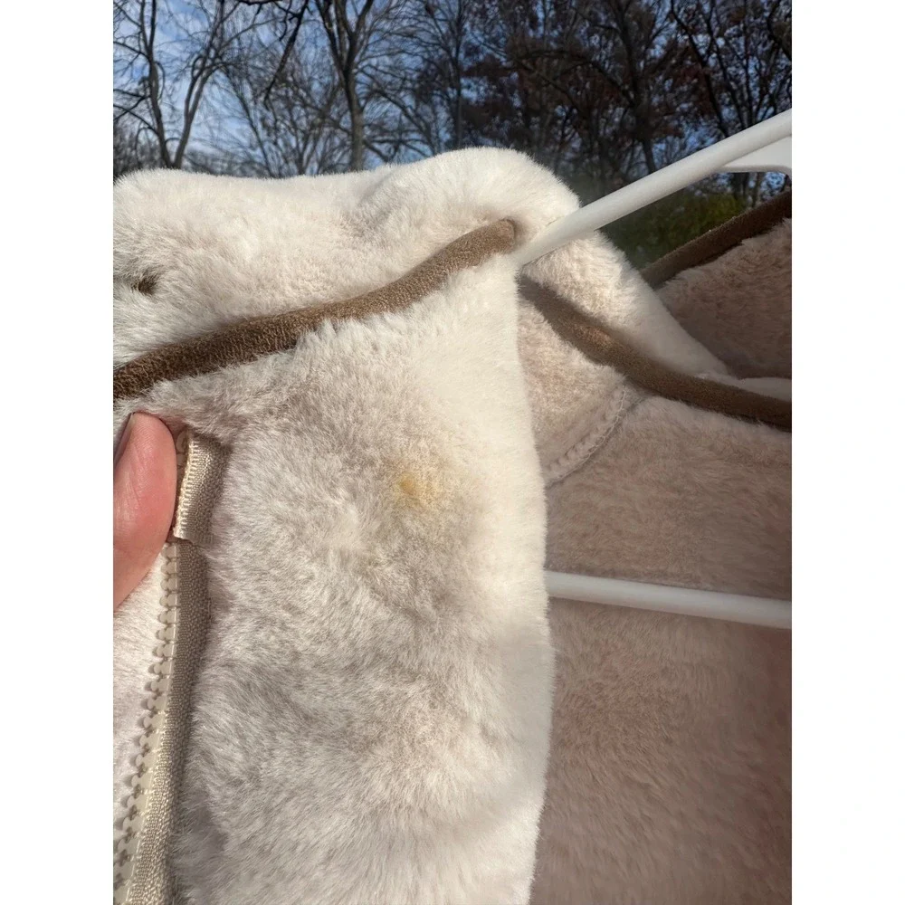 Adorable Cream Sherpa Toddler Hooded Coat |‎ Animal Character Buttons | SZ 6-7Y